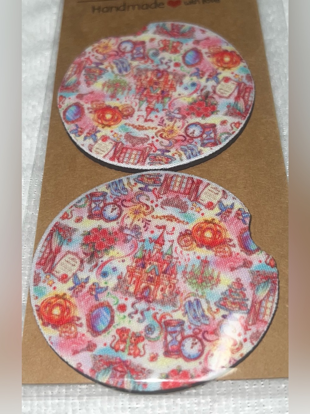 Handmade Disney Cinderella Car Coaster Set - NEW
